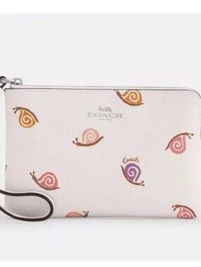 Coach Snails Corner Zip Wristlet Mini bag Wallet Card Holder CV286 Chalk Multi